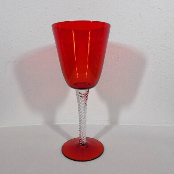 Blenko Vintage Air Twist Red Goblet Vase #489 Large 13